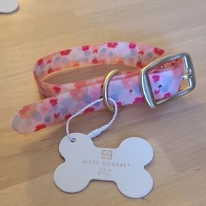 Mary Square Pet Floral Dog Collar - Pink and Orange